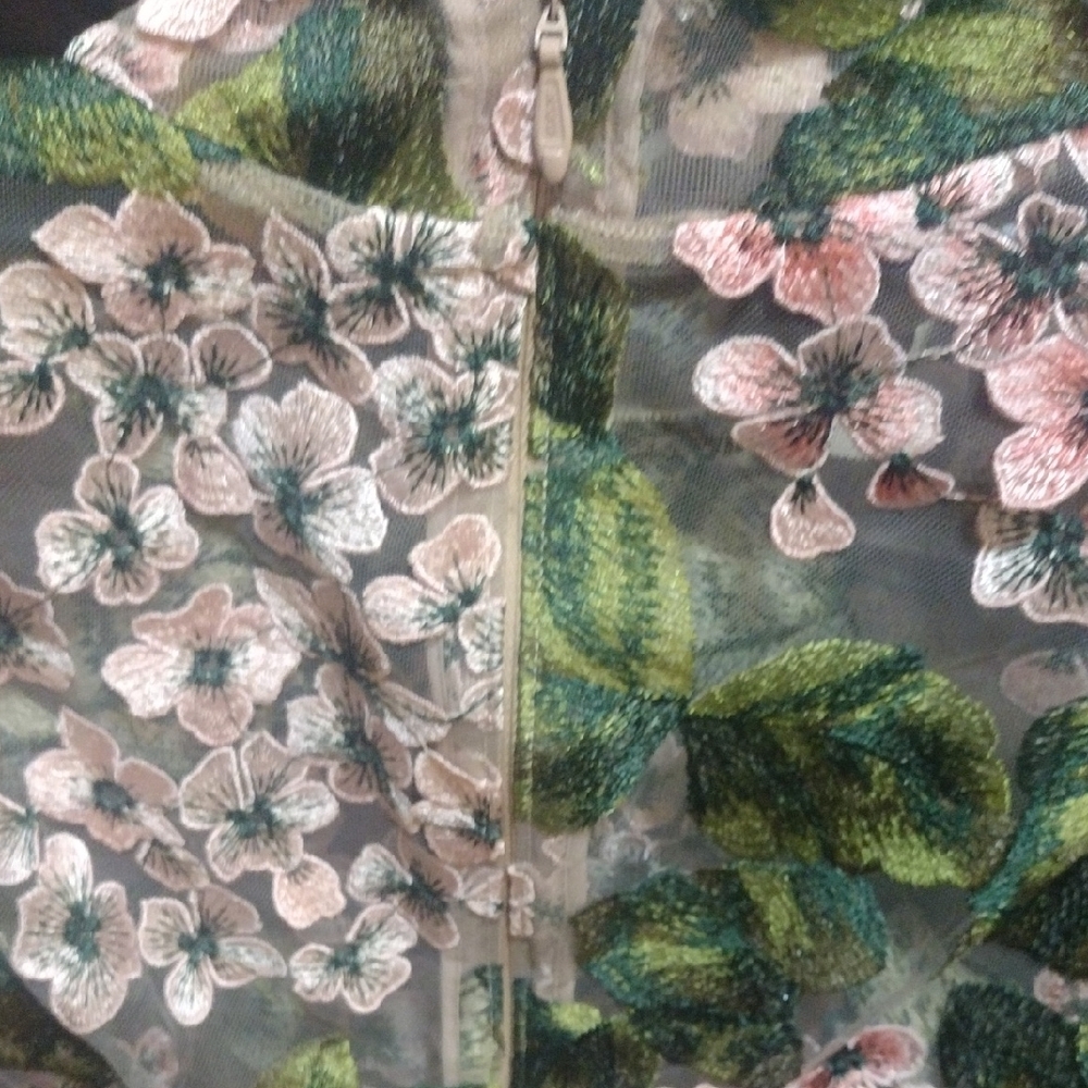 Fashion Nova Floral Mesh Dress in Pink and Green - Picture 8 of 9